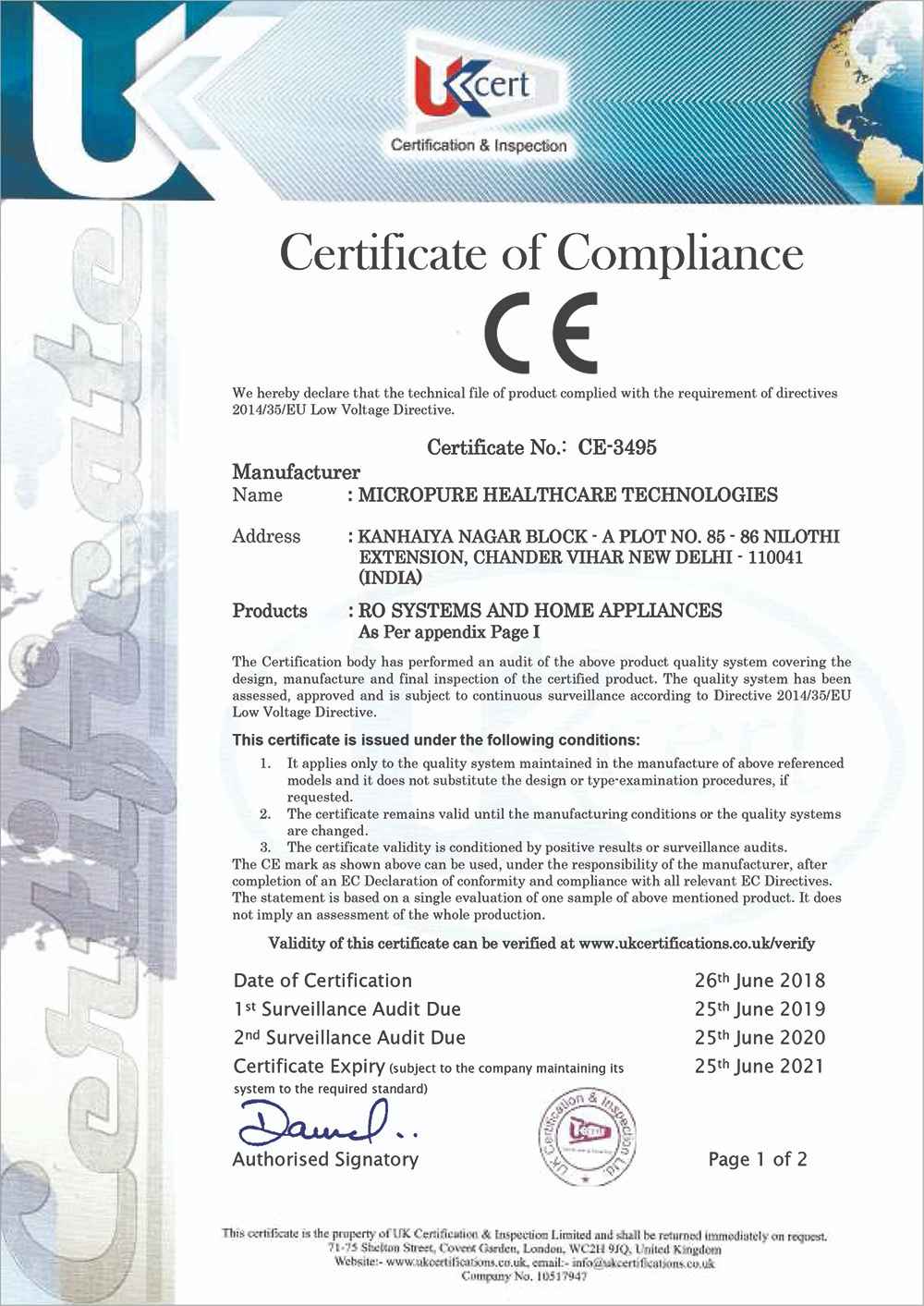 CE Certification – Low Voltage Directive